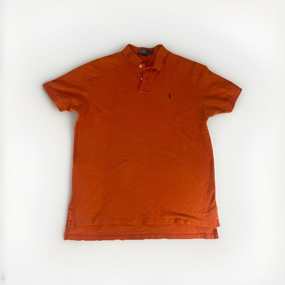 Polo Ralph Lauren Mens Custom Fit Orange Short Sleeve Polo Shirt Size XL - Picture 2 of 10